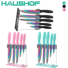 HAUSHOF Kitchen Knife Set 5Piece Rainbow Knife Sets Premium Steel Knives Set NEW