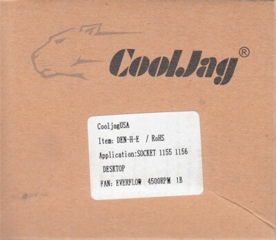 COOL JAG CPU HEATSINK & FAN DEN-H-E FOR INTEL SOCKET LGA1155/1156 CPU - NEW