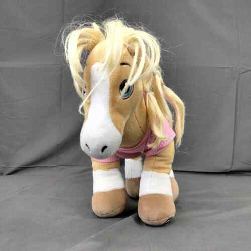 Build A Bear Palomino 13" Plush Pony Horse & Hearts Riding Club Pink Sequin Vest - Picture 1 of 9