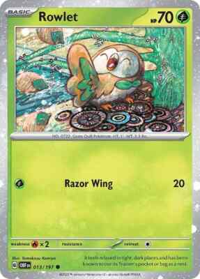 rowlet pokemon card holographic Pokémon TCG Rowlet 013/197 COSMOS HOLO Promo Obsidian Flames NM/M