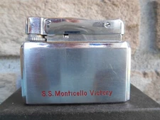 VINTAGE HTC #100 LIQUID GAS AUTOMATIC CIGARETTE LIGHTER  S.S. MONTICELLO VICTORY