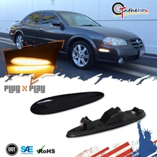 For 00-03 Nissan Maxima Front Side Fender Marker Lights Smoked Lens Amber LED US