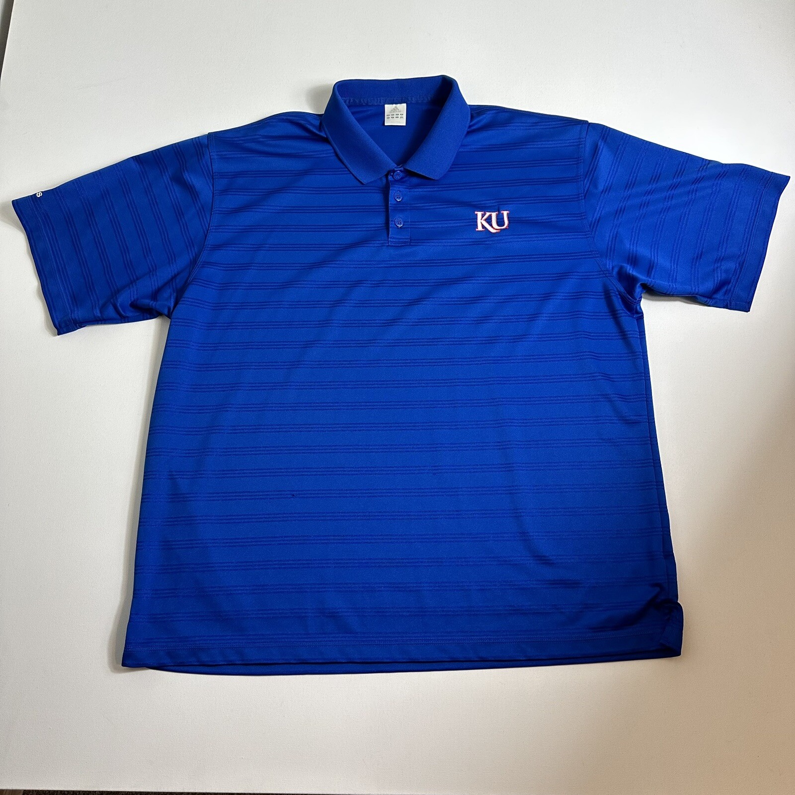 Adidas KU Kansas University Blue Climalite Mens Polo 2XL Short Sleeve