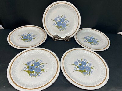 Nikko Color Stone ''PANSY'' Stoneware ~ Japan ~ Set of 5 ~ Dinner Plates ~ 10 5/8''