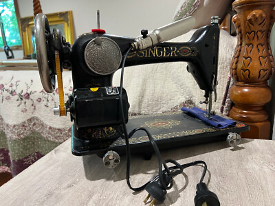 Antique Singer Sewing Machine 1889, Red Eye Decals and Electric