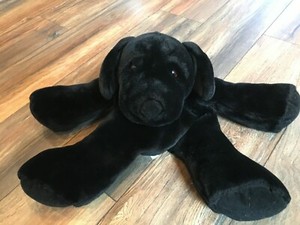 FAO Schwarz Black Lab Puppy Plush Bag Zipper Purse with Strap Red Lining