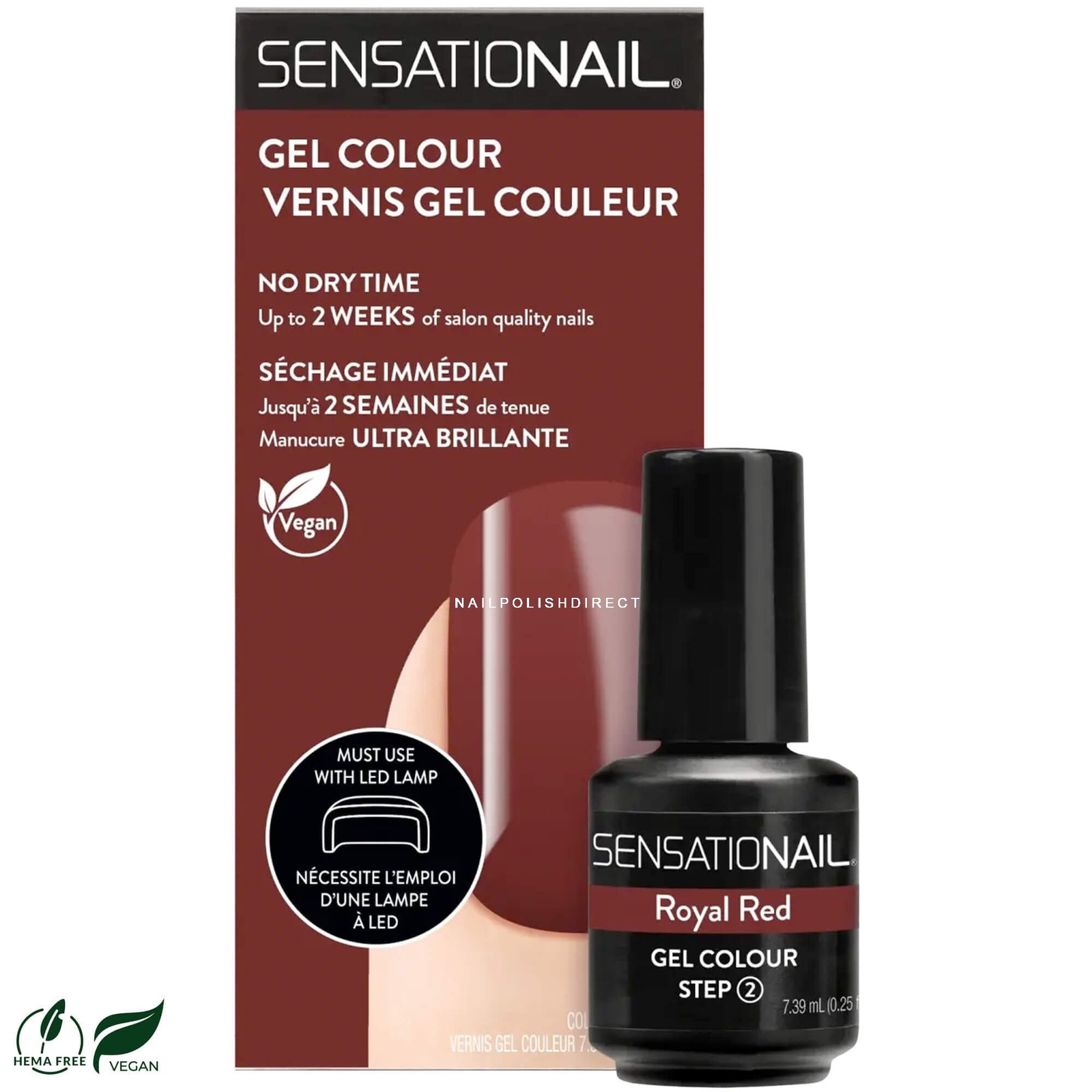 SensatioNail Damage Proof LED Gel Polish - Royal Red 7.39ml (72567)