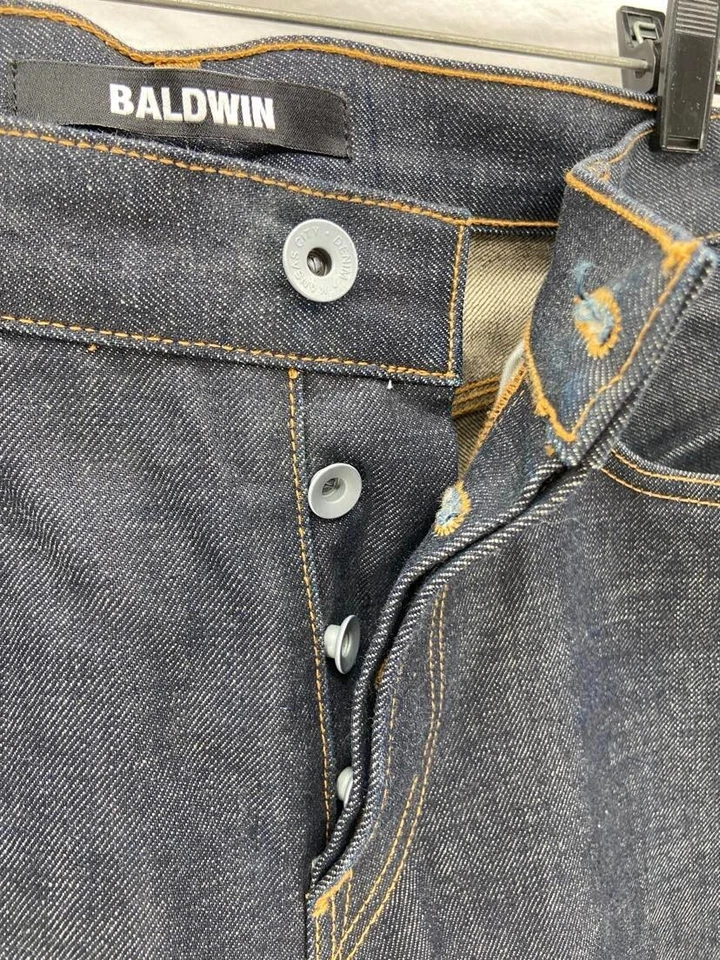 Pantalones de mezclilla Baldwin The Henley ajustados lavado oscuro con botones para hombre 32 Foto 4 de 4