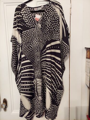 NWT Especially Yours Black & White Embellished Long Kaftan One Size
