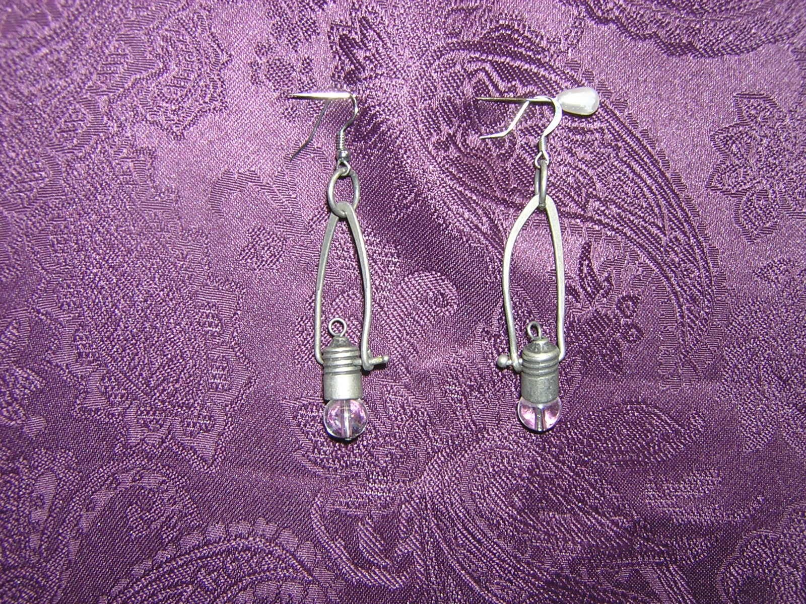 steam punk earrings, light bulbs-image