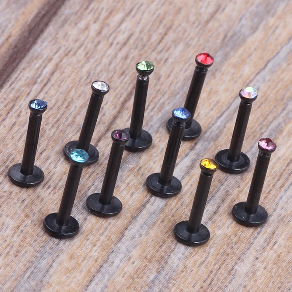 Anillo labial Monroe Labret gema circonita cúbica roscado internamente Tragus hélice pendiente perno Foto 3 de 4