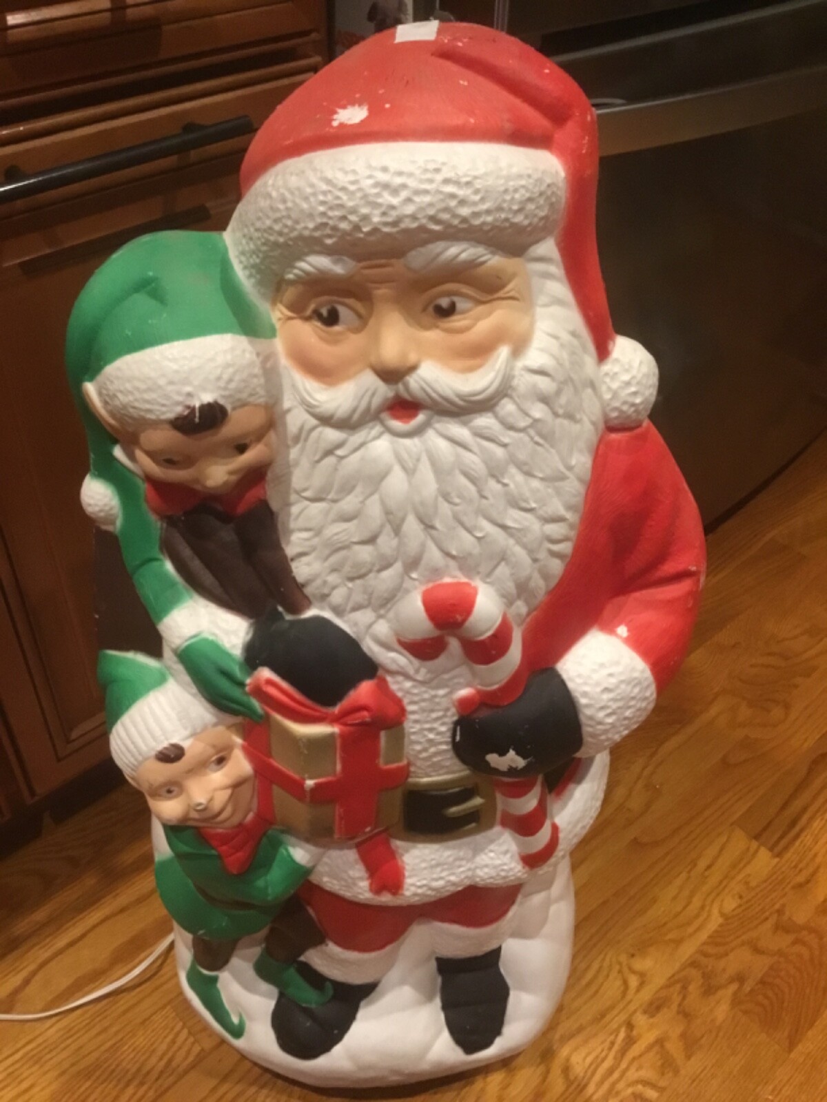 Vintage Blow Mold Santa W/Elves TPI Christmas Decor 31" Works eBay