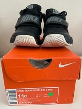 Nike Team Hustle D 8 PS  Kids Size 11C Black / Metallic Silver / White