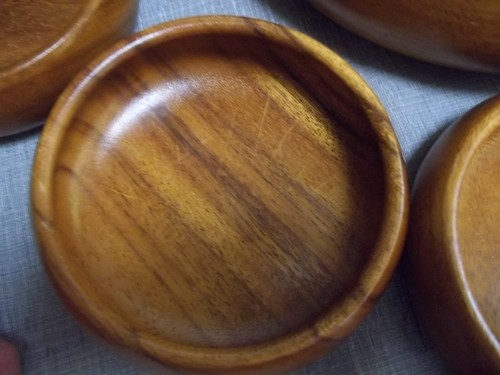 Vintage Hawaiian Monkey Pod Wood Salad Bowl Set Blair Hawaii 9 Piece - Picture 6 of 16