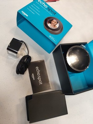 Amazon Echo Spot Smart Speaker w/ 2.5  Screen Alexa Wi-Fi Black Box