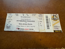 2017 Pittsburgh Penguins v Devils Full Hockey Ticket Carter Rowney 1st NHL Goal