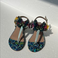 NWOT Betsey Johnson PRILLA Butterfly Beaded T-Strap Sandals Women's 5.5 Festival