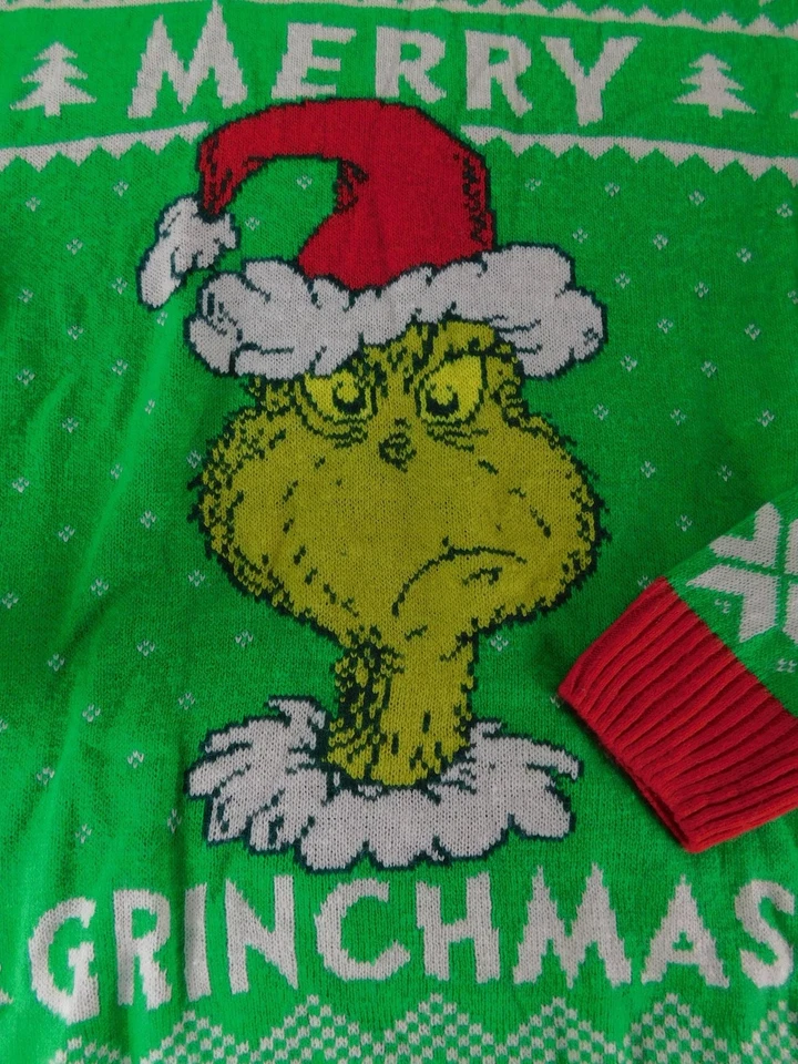 The Grinch Sweater Mens 2XL Green Merry Grinchmas Christmas Pullover Knit - Image 2 of 4