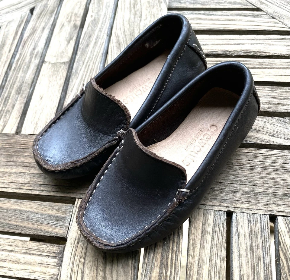 Mocasines de cuero italiano marrón talla 6 Crew Cuts para niños Foto 3 de 4