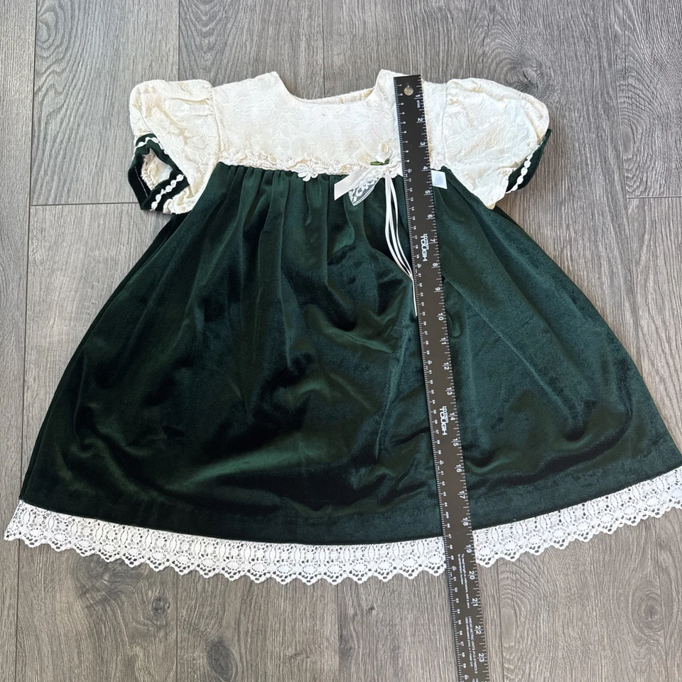 Винтажное платье для девочек Bonnie Jean New York размер 4T сделано в США зеленое рождественское - Изображение 4 из 4