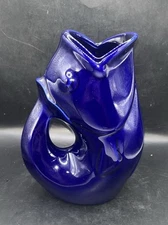 Gurgle Pot Gurgling Fish Pitcher 2006 Cobalt 6.5”