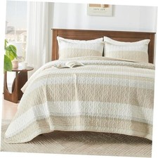 King Size Quilt Set Beige, 3 Pieces Beige Ultra Soft King 106"x96" 05 - Beige