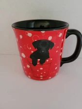 Keith Kimberlin Black Lab Puppy Dog in Cup Red White Mug Encore Group Great Cond