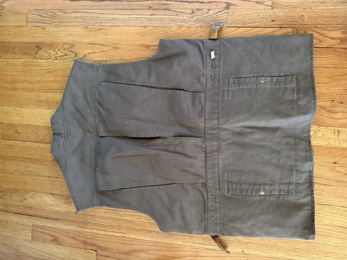 Vintage Orvis Fliegenfischer Weste Herren L braun Canvas Lederbesatz Taschen - Bild 2 von 4