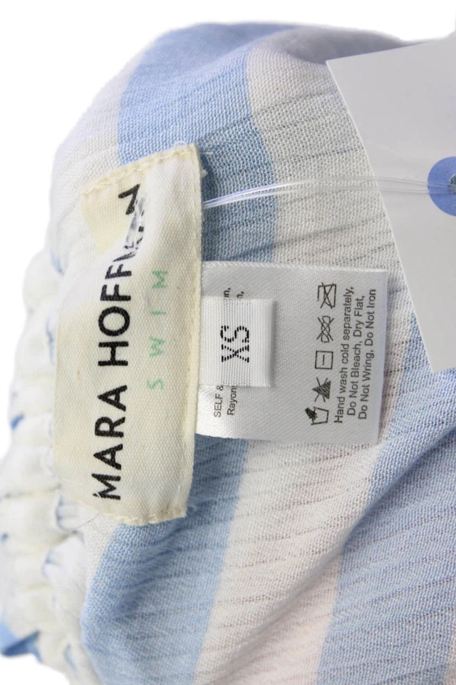 Mara Hoffman Women's Sleeveless Off The Shoulder Ruffle Romper Striped Size XS - Image 4 of 4