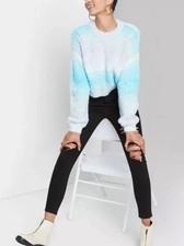 Wild Fable Women's Spacedye Crewneck Pullover Soft Fuzzy Sweater Blue XS NWT
