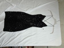 Windsor Black Sequin Mini Dress with Open Back and Halter Straps Size XS