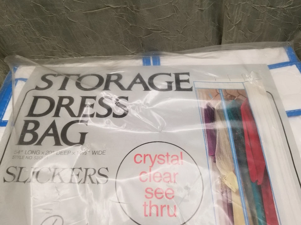 Винтажный 1980-х Slickers престиж хранения платье сумка белый синий отделки 54 x 20 x 14,5 - Изображение 2 из 4