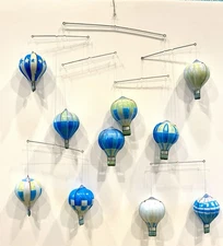 Tin Hot Air Balloon Mobile Hanging Art - Colors Are Sun Faded