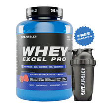 Whey Excel Pro Protein Powder 2kg BCAA EAA Bodybuilding Strawberry Out Angled 24.50 per kilo