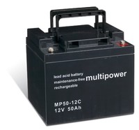 Powery Bleiakku (Multipower) MP50-12C Zyklenfest 12V 50Ah/600Wh Lead-Acid Schwar
