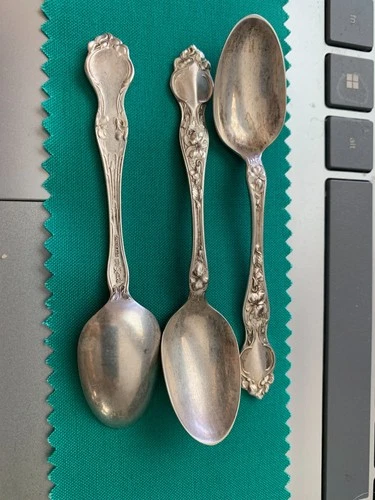 Vintage Wallace Sterling Silver Demitasse Spoons  (3) Violet Pattern