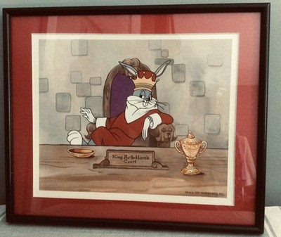 Warner Brothers 1991 Bugs Bunny  King Arth-Hare s Court Black Framed Print
