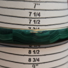 Green Malachite Inlay Brass Bangle Bracelet 8...