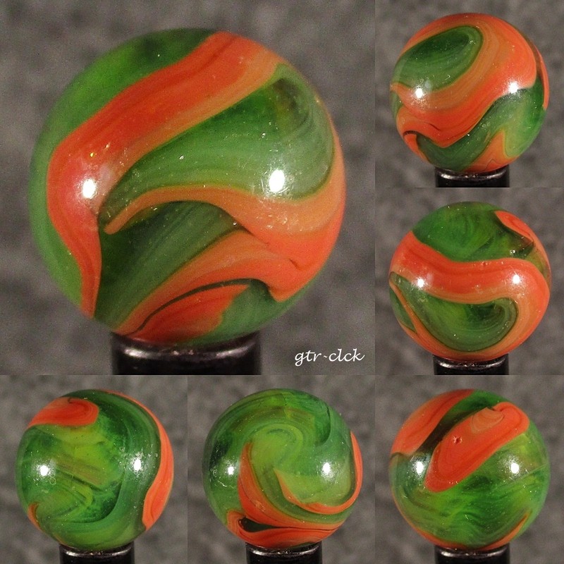 ONE BEAUTIFUL VINTAGE ALLEY AGATE CORAL SWIRL MARBLE .. 19/32"(+/-) .. #0719B