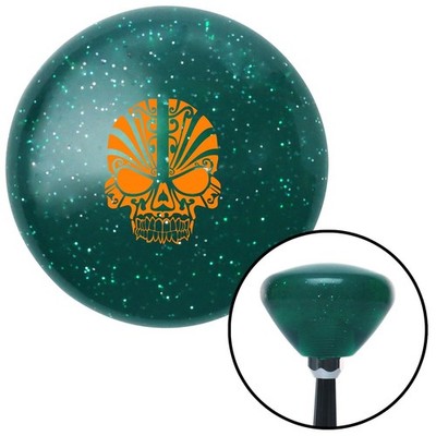 Orange Skull 5 Green Retro Metal Flake Shift Knob w/ M16x1.5 Insert Shifter