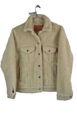 LEVI'S beige Flor Fleece Trucker Jacke Größe XS Damen Knopfleiste Sherpa