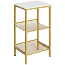 Side Table, 3-Tier Tall End Telephone Table with Adjustable Mesh Shelves, Sma...