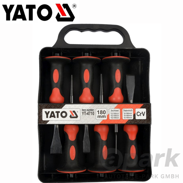 TrennmeißEl Durchtreiber FlachmeißEl Set Profi Stich MeißEl Satz Yato 6-Tlg.-image