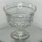 Large Anchor Hocking Clear Glass Wexford Pedestal Footed Compote Bowl 7" Vtg