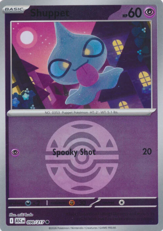 Pokemon Shuppet (90/580) Ascended Heroes NM REVERSE HOLO- Dusk Ball Pattern