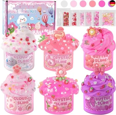 BESUCHE DEN LAWOHO-STORE LAWOHO 6 Stück Farbverlauf Rosa Slime Set enthält Fluffy Cloud Wolkenschleim, C