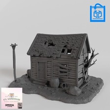 Small Wild West Abandoned Hut Tabletop Terrain 3D Printed 20/28/32/54MM