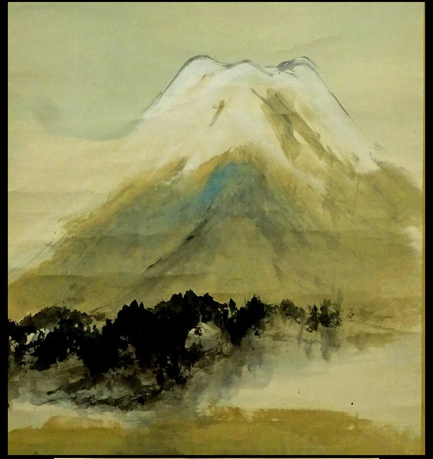 KAKEJIKU JAPONÉS PERGAMINO COLGANTE / Paisaje: Monte Fuji de Getsujo Mori 森月城 #887 Foto 3 de 4