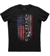 Mens Distressed American Flag Thank You Patriotic T-Shirt Veteran Military USA