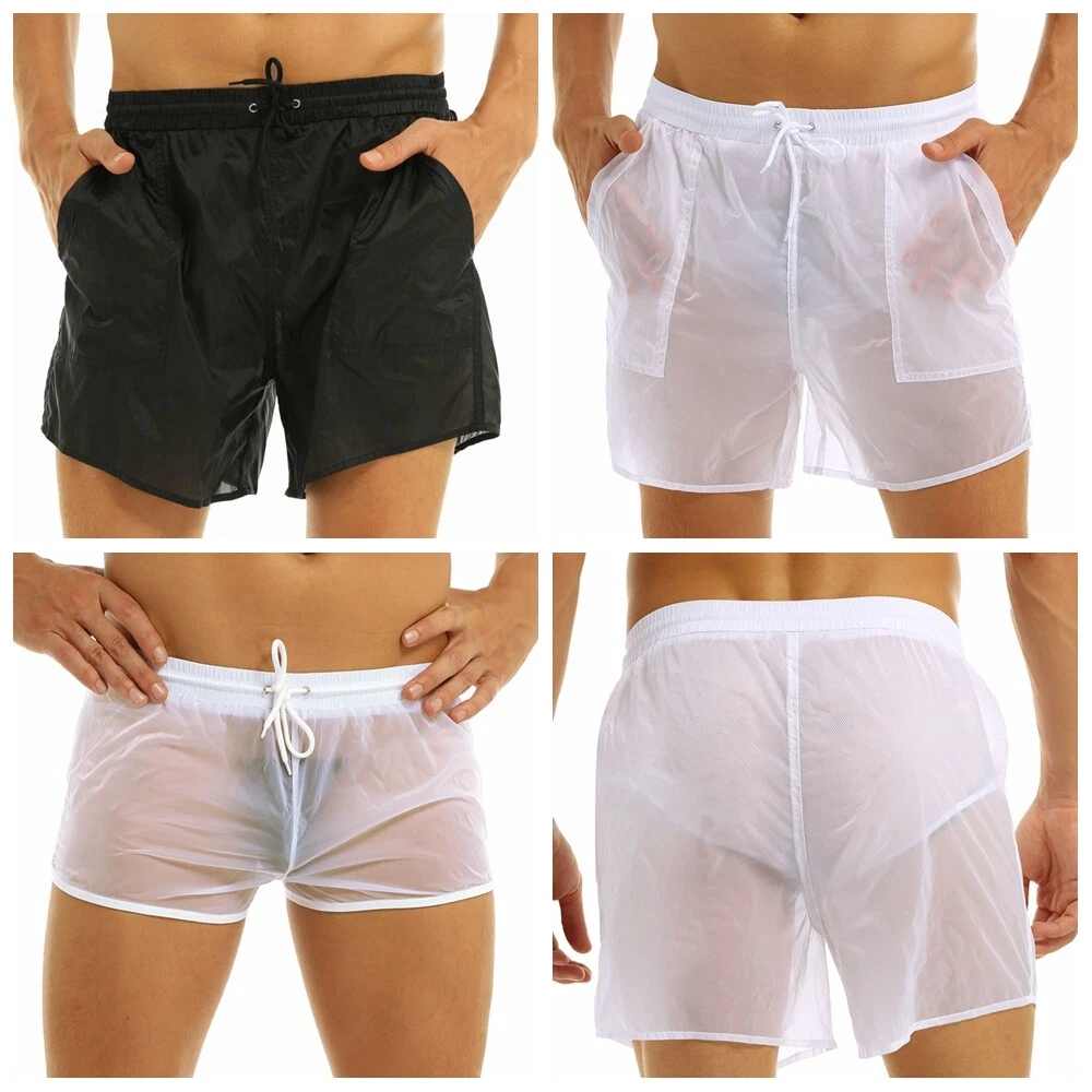 Maillot de Bain Homme Boxers Transparent Shorts de Bain Plage Pantalons  Courts